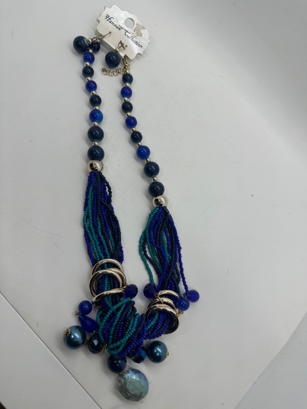 Blue & Teal Multi-Strand Beaded Necklace